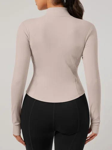 Vista 3 de GYM RAINBOW Chaqueta atlética con cremallera para mujer, ligera, ajuste de contorno, para gimnasio, fitness, entrenamiento, con agujeros