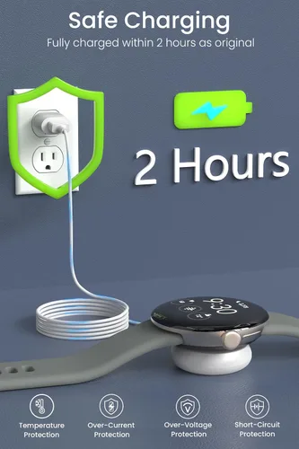Vista 6 de Cable USB para cargador de reloj Pixel, cable de carga de repuesto de 3.3 pies solo para Google Pixel Watch 1 estación de carga de reloj inteligente