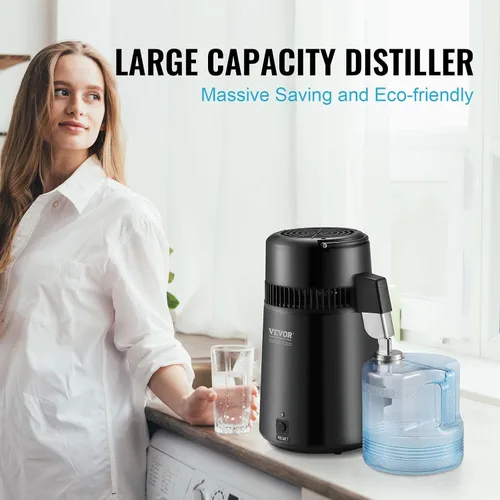 Vista 3 de VEVOR Destilador de agua, destilación de agua pura de 4 l/1.05 galones para encimera del hogar, máquina de agua destilada de 750 W, destilador