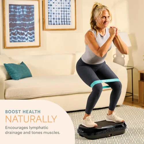 Vista 2 de Lifepro Waver Mini Vibration Plate Exercise Machine with Remote & Bands — Compact Whole Body Vibrating Plate for Lymphatic Drainage & Muscle Toning