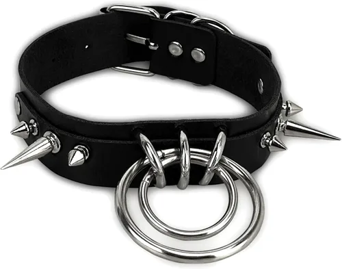 Vista 3 de JOYMIN Gargantilla de moda de piel sintética para Halloween, collares para mujeres y niñas, gargantilla gótica, collar punk ajustable