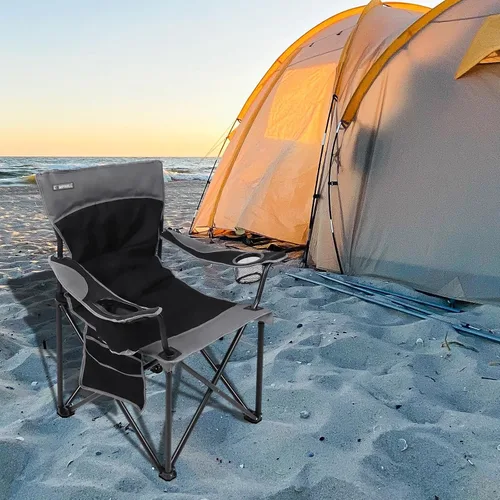 Vista 6 de Sillas de camping portátiles de gran tamaño, sillas plegables para exteriores con bolsillo y portavasos, bolsa de transporte para camping, portones