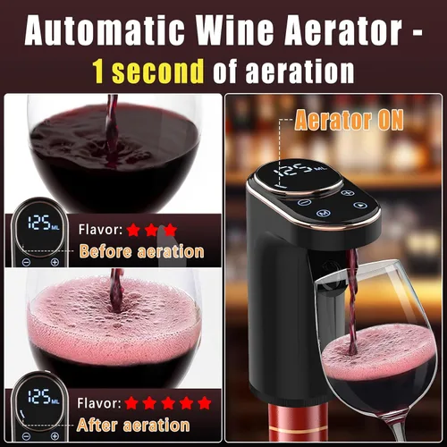 Vista 3 de Aireador eléctrico de vino dispensador de vino recargable mejorado