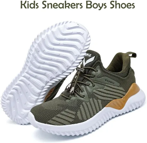Vista 6 de JMFCHI Zapatillas Deportivas de Malla Tejida para Niños y Niñas, Zapatos Deportivos Transpirables y Ligeros para Correr para Niños, Zapatos