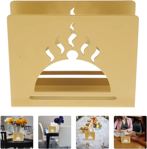 Vista 8 de Hollow-out Metal Napkin Holder Decorative Napkin Stand Vertical Tissue Organizer for Coffee Shops and Home Kitchen Table, Gold Finish