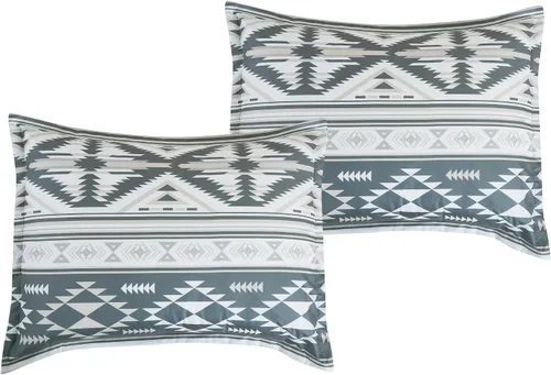 Vista 8 de Chezmoi Collection Zella - Juego de edredón de 2 piezas con motivo geométrico del suroeste, ropa de cama de microfibra lavada con estampado