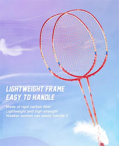 Vista 4 de Raqueta de bádminton de fibra de carbono 10U GJ 1.83 oz ultra ligera máxima 38 libras profesional principiante