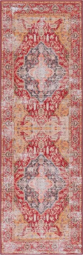 Vista 3 de SAFAVIEH Tucson Collection - Alfombra lavable de 2 pies 6 x 8 pies, resistente al óxido y dorado, antideslizante, ideal para zonas de alto tráfico