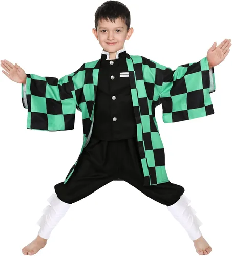 Vista 2 de Tanjirou Cosplay Costume Japanese Anime Kimono Outfit Halloween