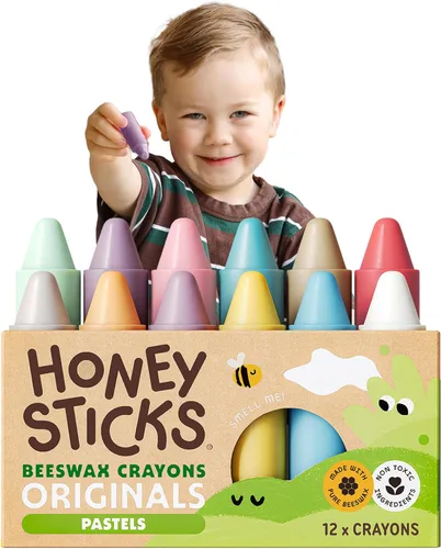 Vista 9 de Honeysticks - Ceras de cera de abejas 100 % pura (12 unidades) - Ceras no tóxicas para niños pequeños de 1 a 3 años, seguras para bebés a partir