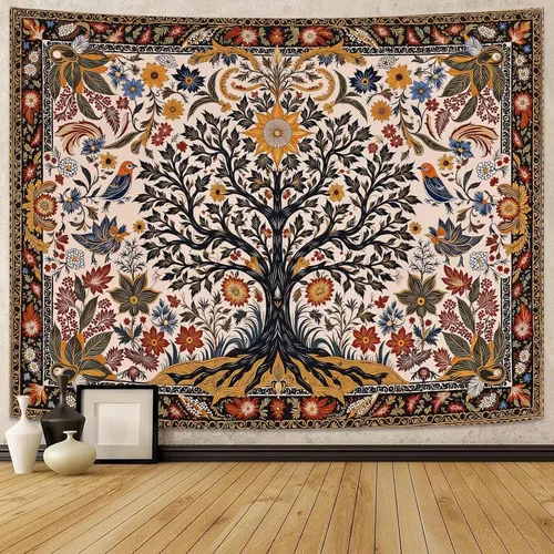 Vista 20 de Lunerfex Tapiz de árbol de la vida, tapiz de pared de fase lunar, tapices verdes para dormitorio, techo, tapices para colgar en la pared