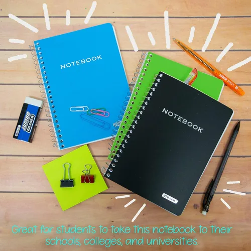 Vista 3 de BAZIC Products 100 cuadernos de poli de 5 x 7 pulgadas con espiral, para oficina de notas escolares, juego de 6