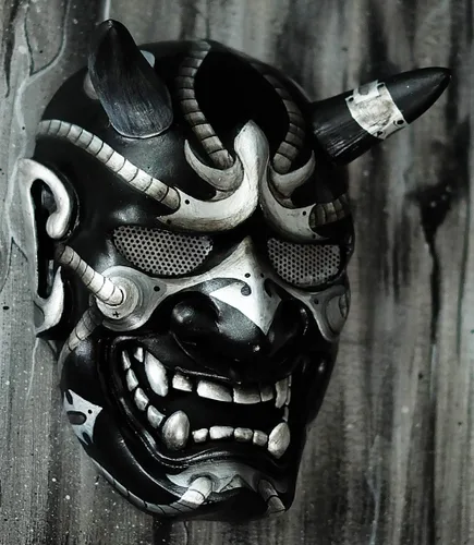 Vista 3 de Hannya Kabuki Demon Oni Máscara de Airsoft BB Gun Disfraz de Halloween Evil Cosplay MA242