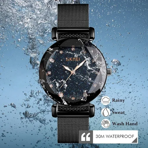 Vista 6 de GOSASA Reloj de pulsera de cuarzo para mujer, estilo simple, impermeable, correa de acero