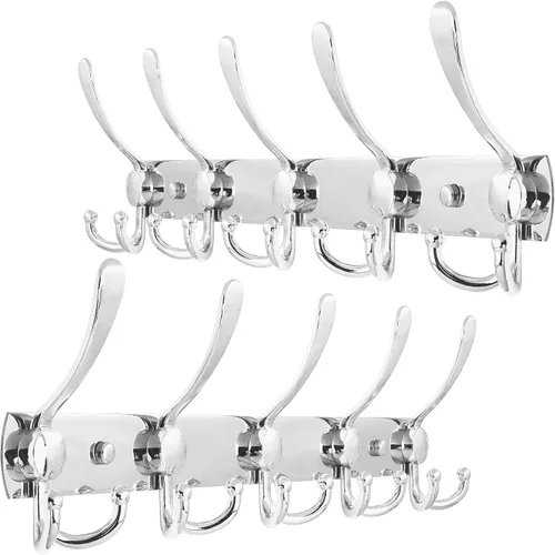 Vista 15 de WEBI Perchero de Pared Montado en Pared, Ganchos para Abrigos Montado en Pared, 5 Ganchos Tri para Colgar Abrigos, Colgador de Pared para Abrigos