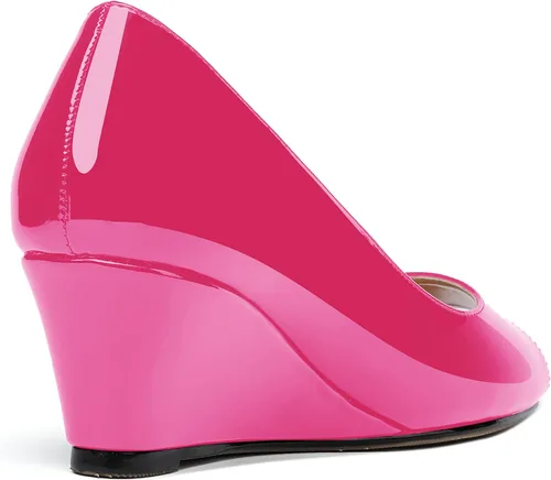 Vista 5 de WAYDERNS Zapatos de tacón bajo con cuña de charol y puntera abierta para mujer de 2 pulgadas