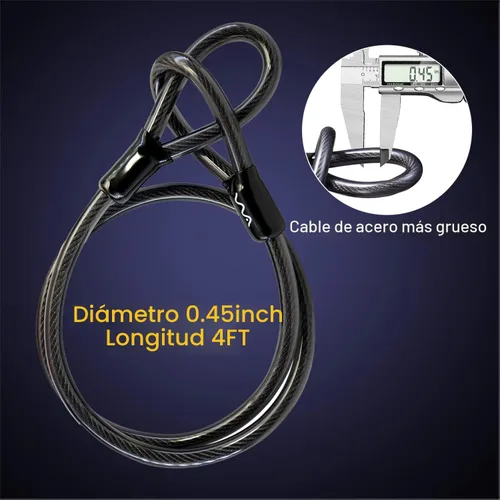 Vista 5 de Candado de bicicleta resistente antirrobo, cerradura en U para bicicleta con llave con cable de seguridad de 4 pies y soporte de montaje
