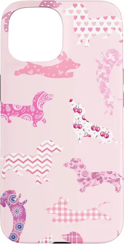Vista 6 de Funda para iPhone 11 rosa boho Dachshund Doxie