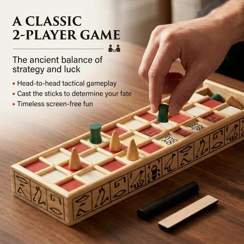 Vista 6 de WE Games Senet - Juego de mesa egipcio hecho a mano de madera maciza para educación histórica, apreciación cultural y estrategia, juego antiguo