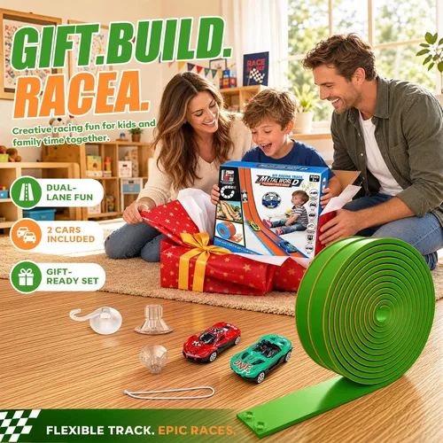Vista 7 de TAEMVV Pista de carreras flexible para niños, juego de pistas de doble Lima
