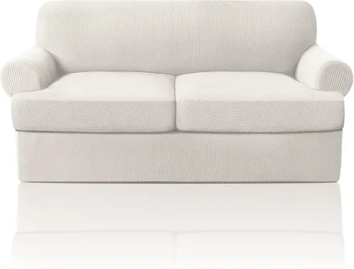 Vista 54 de PrinceDeco Fundas elásticas para sillón de 2 piezas, fundas de sofá para sillas con cojines en forma de T, fundas suaves para muebles con 1 funda