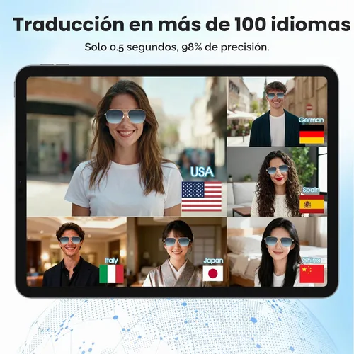 Vista 7 de Lentes inteligentes AI Bluetooth5.4, 140 idiomas en tiempo real