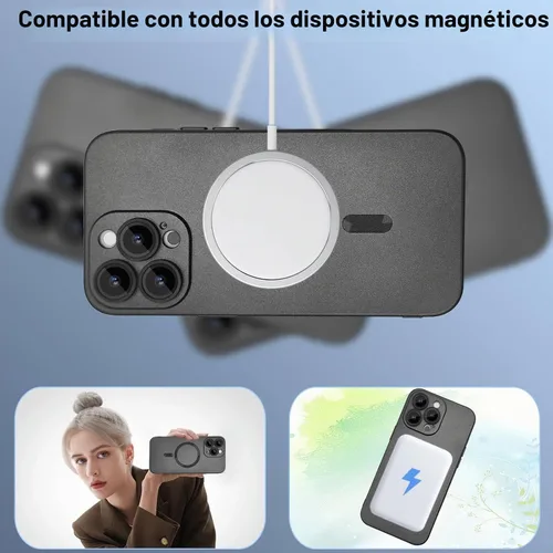 Vista 2 de ankofave Funda magnética para iPhone 13 Pro Max para mujer, diseño mate de lujo suave con brillo metálico con protector de lente de cámara