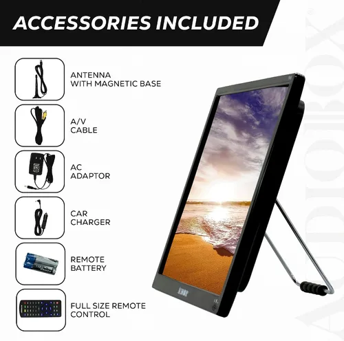 Vista 3 de Audiobox Televisor y monitor LCD portátil de 15 pulgadas con HDMI, alta definición, reproducción multimedia versátil, soporte Dolby - Batería