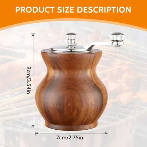 Vista 6 de Molinillo de pimienta, molinillo de pimienta de madera clásico para cocina, molinillo de pimienta manual de madera y acrílico, molinillo de sal