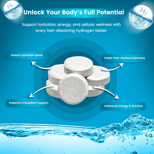 Vista 3 de Tabletas de agua de hidrógeno de 12 PPM – Tabletas moleculares de H₂ con magnesio H2 TAB Soporte antioxidante para energía, salud celular