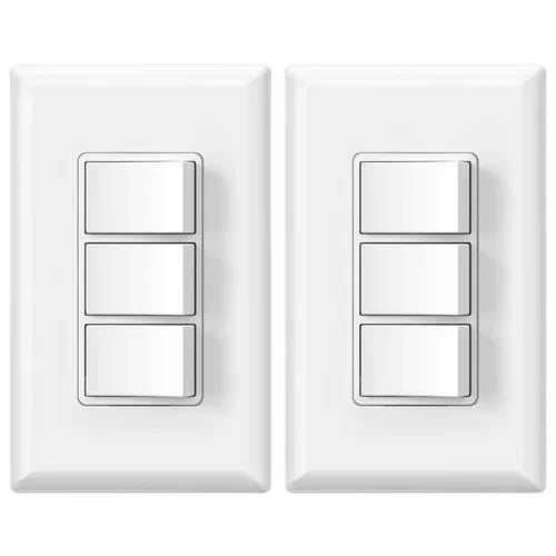 Vista 10 de ELEGRP Decorator - Interruptor basculante triple, paleta eléctrica de un solo polo, 15 A 120 V en la pared, encendido y apagado automático, placa