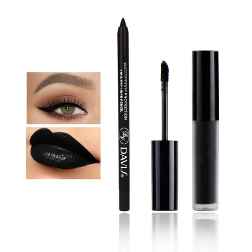 Vista 8 de CAHIUYOA Juego de delineadores de labios negros mate, lápiz labial líquido de doble cabeza, brillo de labios de larga duración, a prueba de manchas