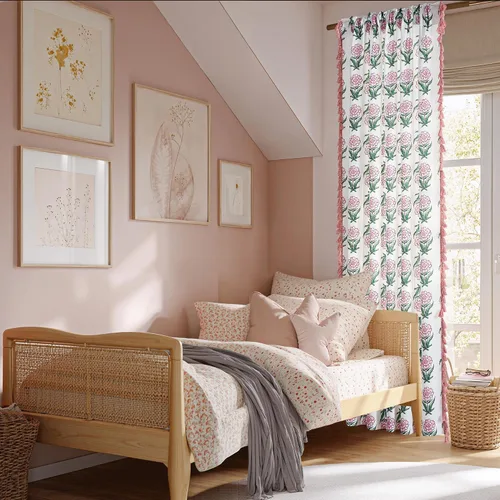 Vista 7 de NICETOWN Cortinas florales rosa de 52x84 pulgadas con borlas, cortinas de ventana con estampado botánico romántico Sweetheart, paneles oscurecedores