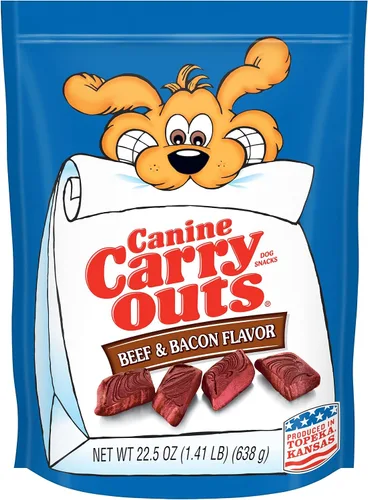 Vista 8 de Canine Carry Outs Golosinas para perros, sabor a tocino, 22.5 onzas (paquete de 4), hechas con tocino real