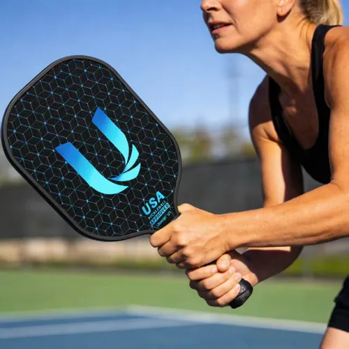 Vista 7 de Uteeqe Juego de 2 palas de pickleball de grafito, termoformadas en un molde, semi-texturizadas para mayor grano y giro, ligeras, aprobadas por
