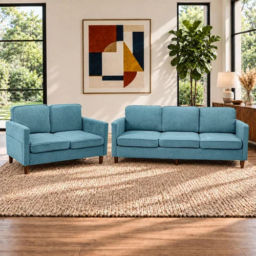Vista 43 de Kingfun Juego de 2 sillas decorativas, sillas de sala de estar, sillón de lectura de mediados de siglo, felpilla con pie de madera maciza