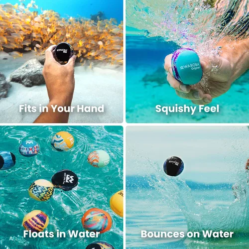 Vista 4 de Waboba Juguete de pelota de saltar agua para juegos de piscina y playa, regalo de pelota de rebote de agua para niños y adolescentes - Pro Blue Waves