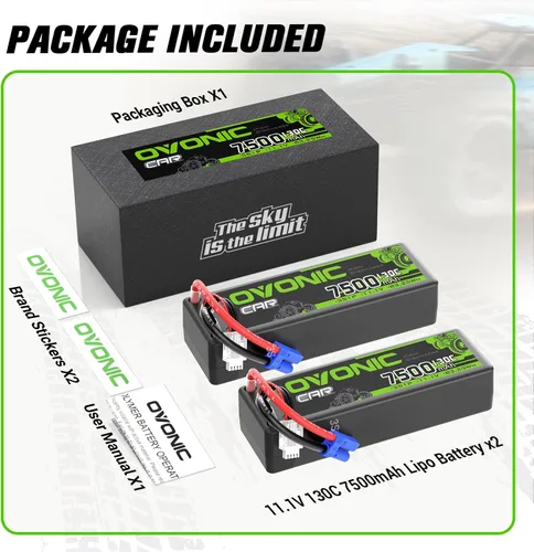 Vista 6 de OVONIC 3S LiPo Batería 7500mAh 11.1V 130C RC Batería con EC5 Conector