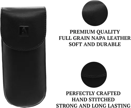 Vista 2 de Adamis Funda rígida de cuero genuino de grano completo para hombres y mujeres