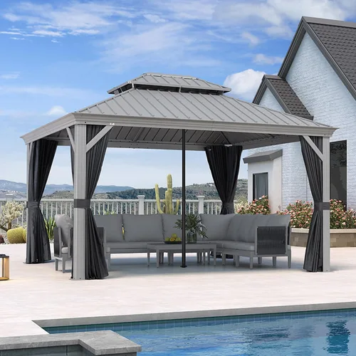 Vista 39 de PURPLE LEAF - Gazebo para exteriores de 10 x 12 pies, con sistema de drenaje