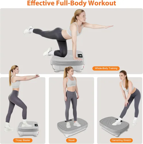 Vista 8 de Homesy Vibration Plate Exercise Machine, Vibrating Plate for Lymphatic Drainage, Full Body Shaking Workout Fitness Platform Board, Sport Gym