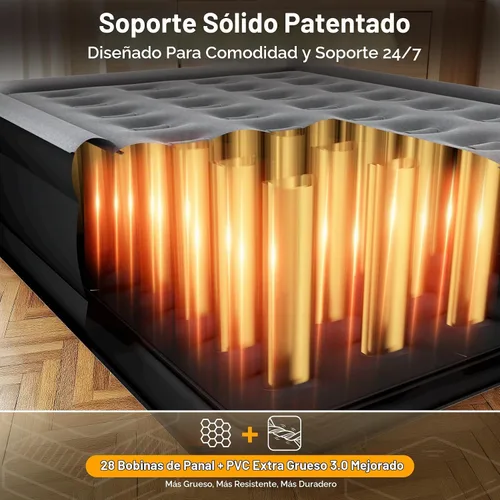 Vista 2 de VOSSER Colchón de Aire Full con Bomba Integrada, Colchón Inflable Elevado de 18'', Colchón Auto Inflable en 3 Minutos, Cama de Aire Portátil