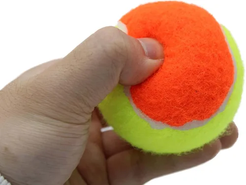 Vista 5 de Pelotas de tenis, paquete de 12 pelotas de tenis de baja compresión del 50% para principiantes, jóvenes, niños, entrenamiento con bolsa de malla