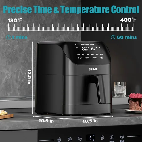 Vista 3 de Freidora de aire de 6.2 cuartos de galón de gran capacidad, freidora de aire caliente sin aceite, horno de 1500 W, cocina saludable con 8 ajustes