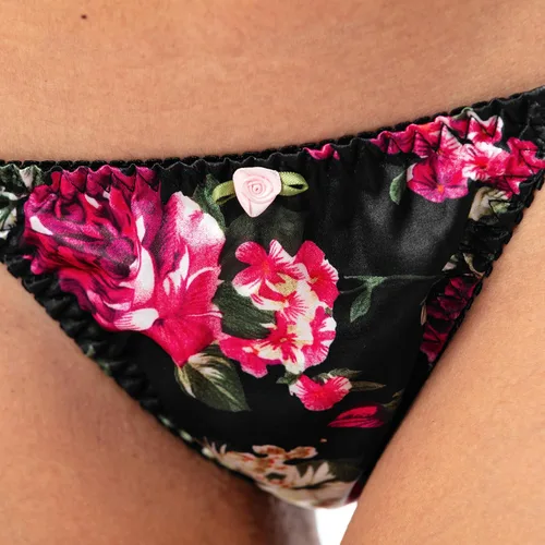 Vista 5 de Satini Bragas de satén con estampado Tanga para mujer