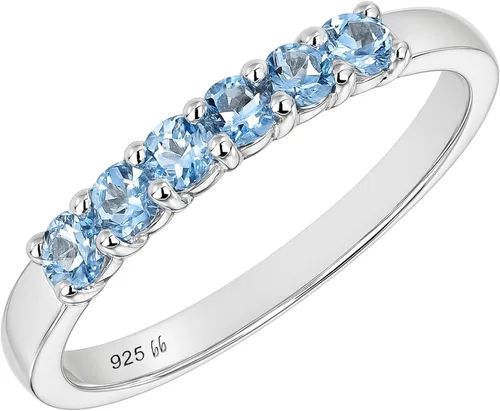 Vista 7 de Boston Bay Diamonds Sterling Silver 6 Birthstone Eternity Fashion Band 01 de enero - Granate genuino