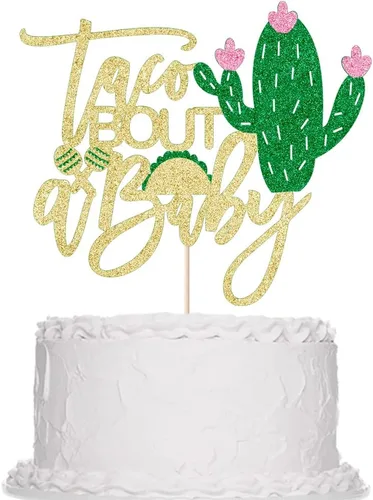 Vista 3 de Sleyberoy Taco Bout a Baby Cake Topper-Fiesta de cumpleaños temática mexicana 、 taco Bout a Baby Shower 、 revelación de género, papel para fiesta