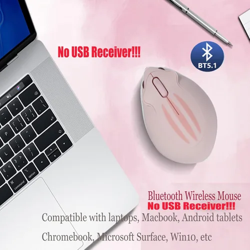 Vista 2 de Ratón Bluetooth, mouse inalámbrico con forma de hámster de animal lindo, mouse ergonómico inalámbrico con regalo, 1 clip de cable