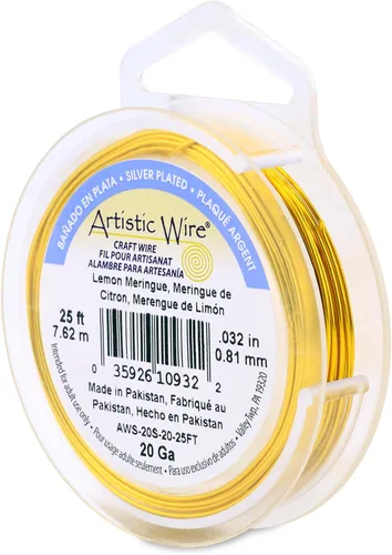 Vista 88 de Artistic Wire, Alambre de cobre de color chapado en plata de calibre 18, resistente al deslustre, amatista, 20 pies