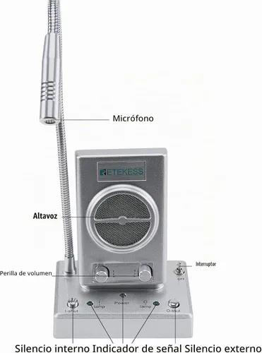 Vista 2 de Retekess TW102 Sistema de intercomunicación de ventana, intercomunicador